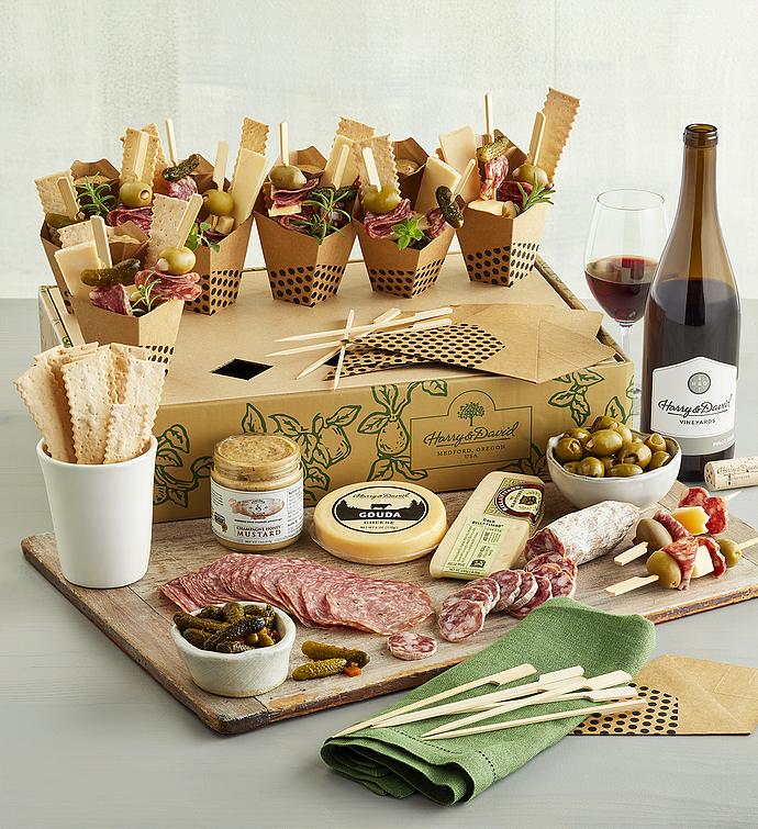 Charcuterie and Cheese Cone Making Kit with Wine